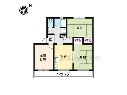 JR東海道・山陽本線 栗東駅 徒歩16分 4階建 築42年(3DK/3階)の間取り写真