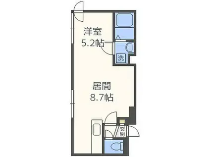 ルナクレシエンテ琴似(1LDK/4階)の間取り写真