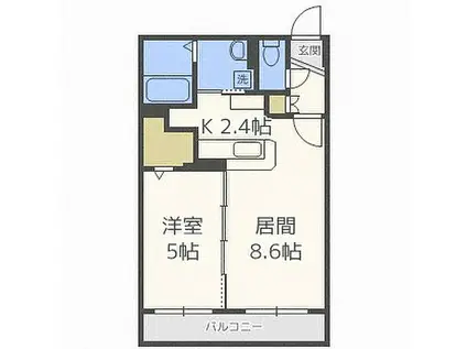 シナモン(1LDK/4階)の間取り写真