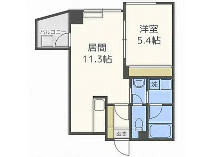 サムティ学園前(1LDK/2階)の間取り写真