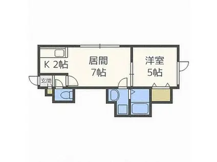 プルメリア菊水上町(1LDK/2階)の間取り写真