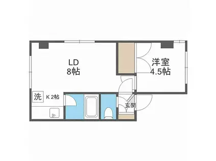 ローヤルハイツ新川(1LDK/2階)の間取り写真