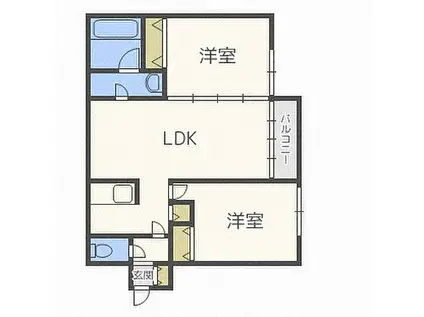 システムコート旭ヶ丘(2LDK/4階)の間取り写真