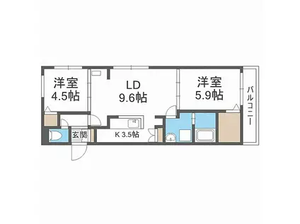 ルビア北16条(2LDK/4階)の間取り写真