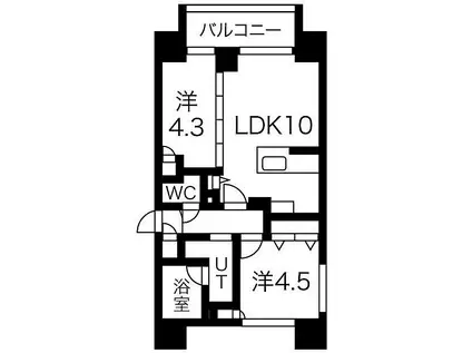 ラ・クラッセ札幌シティヴェール(2LDK/10階)の間取り写真