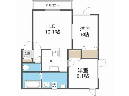 パークレジデンス森林公園(2LDK/1階)の間取り写真