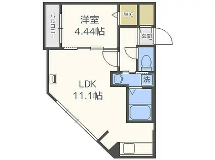 ラグナベルデ豊平(1LDK/4階)の間取り写真
