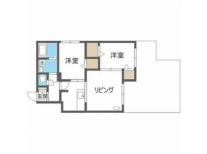 アヴェンタドール 学園前(2LDK/1階)の間取り写真