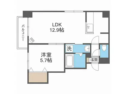 グラードエルヴィータ円山(1LDK/4階)の間取り写真