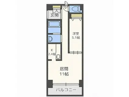 ビッグパレス南4条(1LDK/5階)の間取り写真