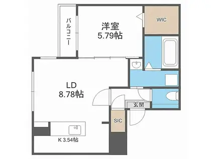 コンフォルト2.1(1LDK/2階)の間取り写真