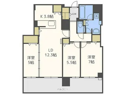 ライオンズ札幌イーストゲート(3LDK/2階)の間取り写真