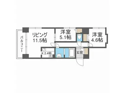 ビッグパレス南4条(2LDK/2階)の間取り写真