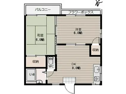 ガーデンハイム五色山(2DK/2階)の間取り写真