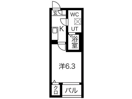 名鉄瀬戸線 守山自衛隊前駅 徒歩4分 3階建 築1年(1K/3階)の間取り写真