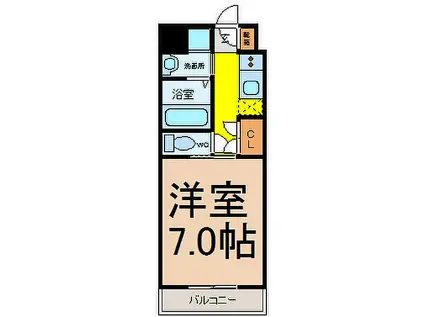 名古屋市営東山線 上社駅 徒歩5分 7階建 築21年(1K/2階)の間取り写真