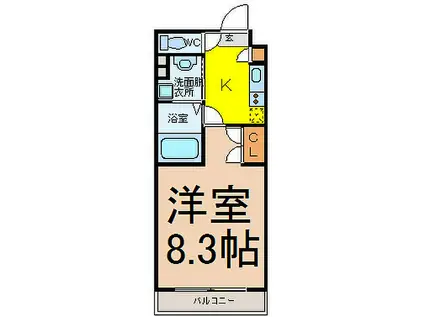 名古屋市営東山線 藤が丘駅(愛知) 徒歩5分 5階建 築15年(1K/2階)の間取り写真