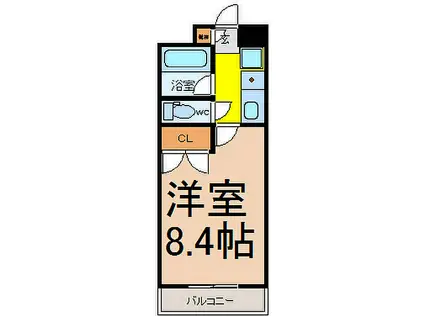 名古屋市営東山線 一社駅 徒歩5分 4階建 築28年(1K/3階)の間取り写真