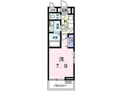 名古屋市営鶴舞線 塩釜口駅 徒歩3分 3階建 築2年(1K/2階)の間取り写真