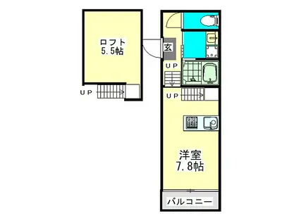 名古屋市営鶴舞線 荒畑駅 徒歩7分 2階建 築9年(1SK/1階)の間取り写真