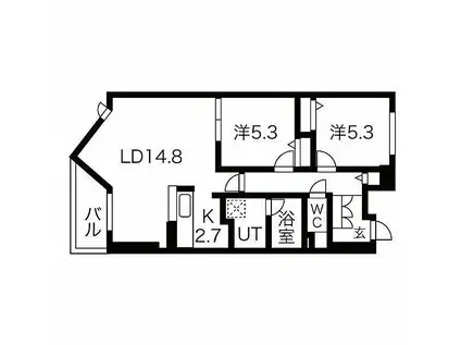 名古屋市営桜通線 鳴子北駅 徒歩4分 7階建 築2年(2LDK/7階)の間取り写真