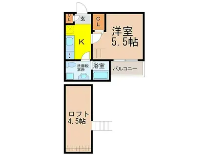名鉄瀬戸線 小幡駅 徒歩5分 2階建 築8年(1SK/1階)の間取り写真