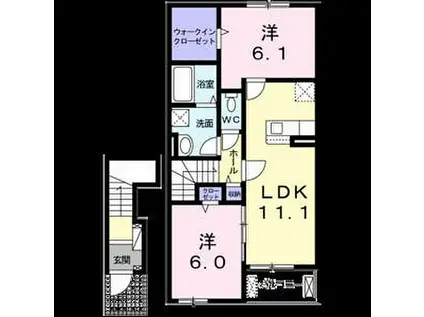 名古屋市営桜通線 相生山駅 徒歩20分 2階建 築1年(2LDK/2階)の間取り写真