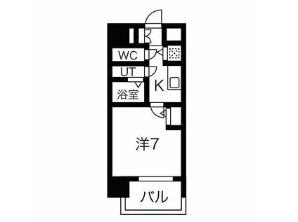 名古屋市営桜通線 吹上駅(愛知) 徒歩4分 14階建 築3年(1K/2階)の間取り写真