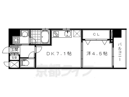 ベラジオ京都七条ウエスト(1DK/2階)の間取り写真