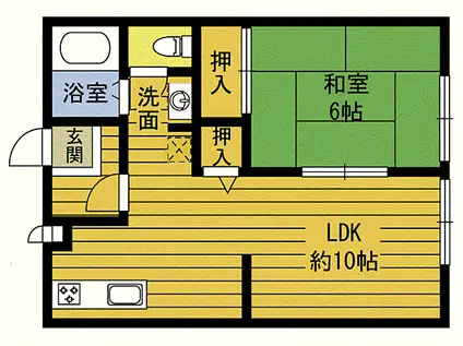 サンビレッジ石田(1LDK/1階)の間取り写真