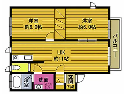 プレジールセゾンB(2LDK/2階)の間取り写真