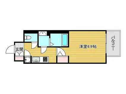 ファーストレジデンス大阪ベイサイド(1K/3階)の間取り写真