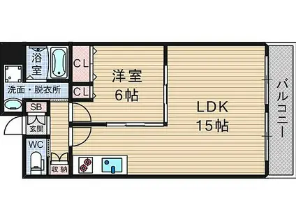 プラチナム北堀江(1LDK/4階)の間取り写真