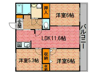 LULUCE千代田(3LDK/1階)の間取り写真