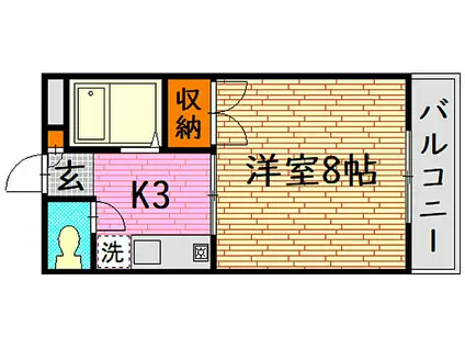東子ハイツA棟(1K/4階)の間取り写真