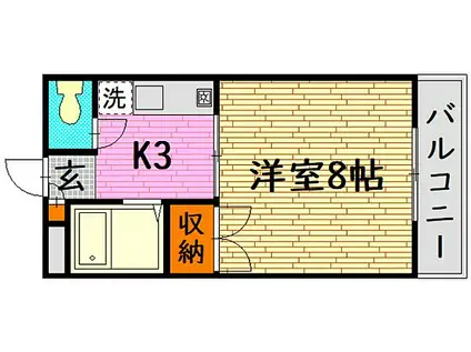 東子ハイツB(1K/3階)の間取り写真