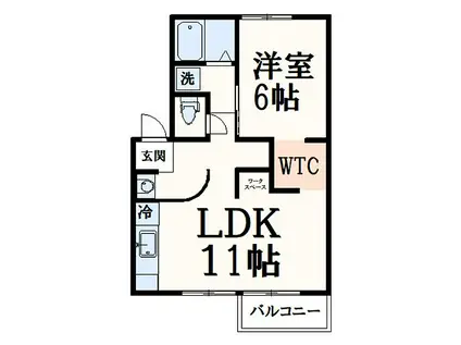 桜ハイツ(1LDK/2階)の間取り写真