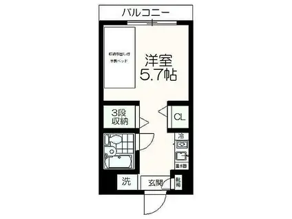 サングリーン南大沢(1K/4階)の間取り写真