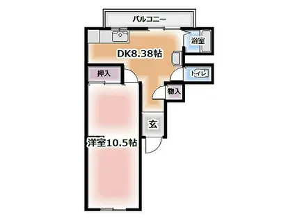 成田ハイツ(1DK/2階)の間取り写真