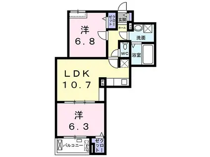  仁和寺本町4丁目アパート(2LDK/2階)の間取り写真