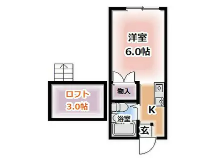 京阪本線 萱島駅 徒歩4分 2階建 築31年(1K/1階)の間取り写真