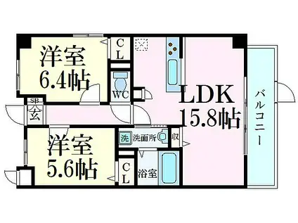 エスペーロ新在家(2LDK/1階)の間取り写真