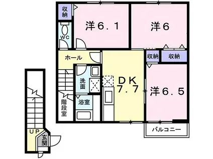 山陽電鉄本線 飾磨駅 徒歩10分 2階建 築26年(3DK/2階)の間取り写真