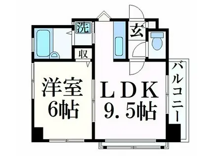 ベルトピア姫路I(1LDK/2階)の間取り写真