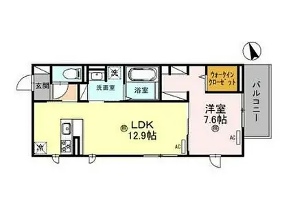 D-PLACE安田(1LDK/2階)の間取り写真