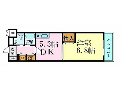セルジュYS姫路(1DK/4階)の間取り写真