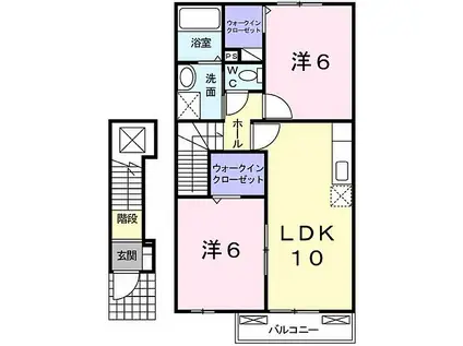 JR山陽本線 姫路駅 バス乗車時間：50分 安志バス停で下車 徒歩4分 2階建 築17年(2LDK/2階)の間取り写真