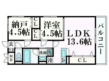 MISTRAL三左衛門I(1SLDK/2階)の間取り写真