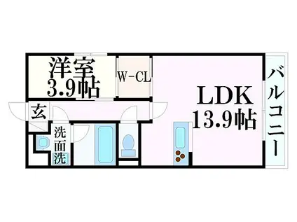 山陽電鉄本線 山陽姫路駅 徒歩3分 5階建 築4年(1LDK/2階)の間取り写真