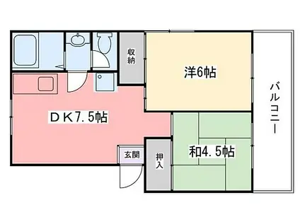 第二青山ハイツ(2DK/4階)の間取り写真